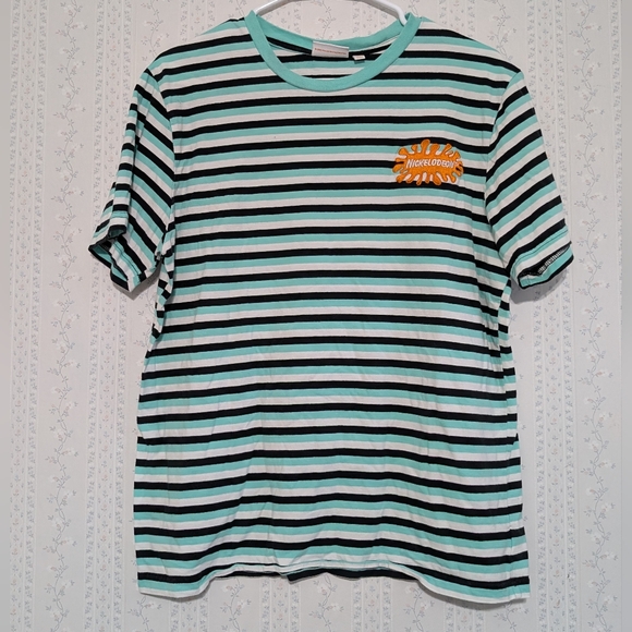 Nickelodeon Other - Nickelodeon Shirt Men's Size Large Splat Blue Black Stripes Y2K